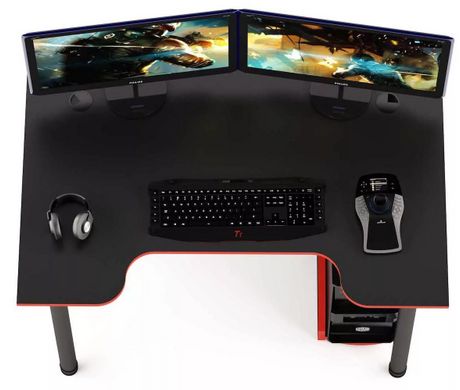 Стіл для геймера ергономічний Design Service DS-Geym Чорний мат червона крайка DS-Geym фото