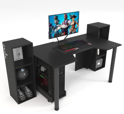 Стіл для геймера ергономічний із полицями стелаж ZEUS-Game GAMER-5 GM-5 фото