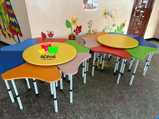 Комплект 6 дитячих столів пелюсток + 1 стіл круглий регулювання 3-5 групи від 1 класу до 7 класу ST-057-1 ST-057-1 фото