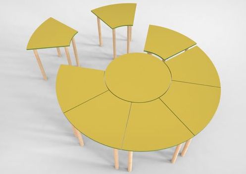 Комплект з 8 дитячих столів пелюсток + 1 стіл круглий Ромашка група 3-5, від 1 класу до 7 класу ST-079-1 ST-079-1 фото