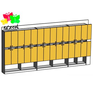 Двоярусні шафки 12 місць, 12 дворок дошкільних установ, шафа секційна 18 мм ЛДСП swisspan ST-1002-3 ST-1002-3 фото