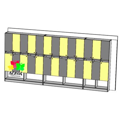 Двоярусні шафки 12 місць, 12 дворок дошкільних установ, шафа секційна 18 мм ЛДСП swisspan ST-1002-3 ST-1002-3 фото