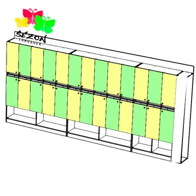 Двоярусні шафки 12 місць, 12 дворок дошкільних установ, шафа секційна 18 мм ЛДСП swisspan ST-1002-3 ST-1002-3 фото