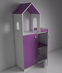 Стеллаж «Мечта мини» с дверками Design Service (В*Ш*Г) 1250*650*300 мм белый/фиолетовый