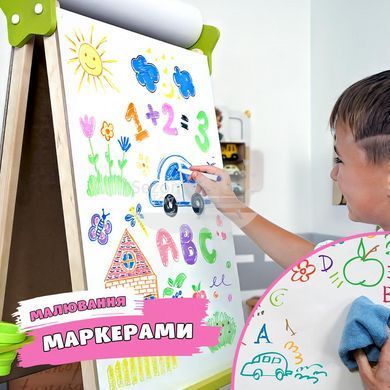 Мольберт дитячий 5в1 з полицею та папером 200 елементів для творчості та навчання Люмік LMA5PR фото
