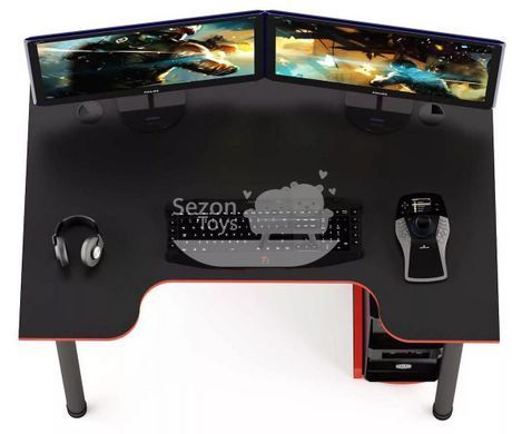 Стіл для геймера ергономічний Design Service DS-Geym Чорний мат червона крайка DS-Geym фото
