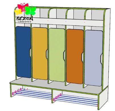Шафа дитяча 5-місна з фігурними дверима з полицею для взуття ST-066 ST-066 фото