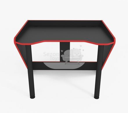 Стіл для геймера ергономічний LED-підсвітка, заглушки для кабелю, USB 18 мм ЛДСП ZEUS GEROY-2 Чорний з червоною крайкою GE-2 фото