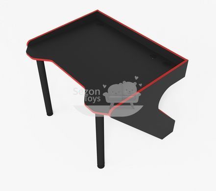 Стіл для геймера ергономічний LED-підсвітка, заглушки для кабелю, USB 18 мм ЛДСП ZEUS GEROY-2 Чорний з червоною крайкою GE-2 фото
