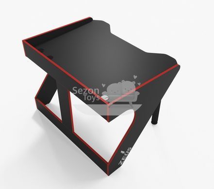 Стіл для геймера ергономічний LED-підсвітка, заглушки для кабелю, USB 18 мм ЛДСП ZEUS GEROY-2 Чорний з червоною крайкою GE-2 фото