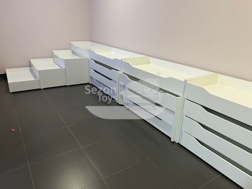 Ліжко 4 яруси біле, чотирьох ярусне для дошкільних навчальних закладів ST-009 Основа білий, фасад білий ST-009 фото
