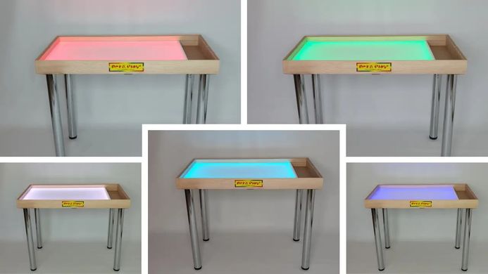 Світловий стіл пісочниця дерево з відсіком для іграшок, кольорова підсвітка 1000*600*790 RAD-001 RAD-001 фото